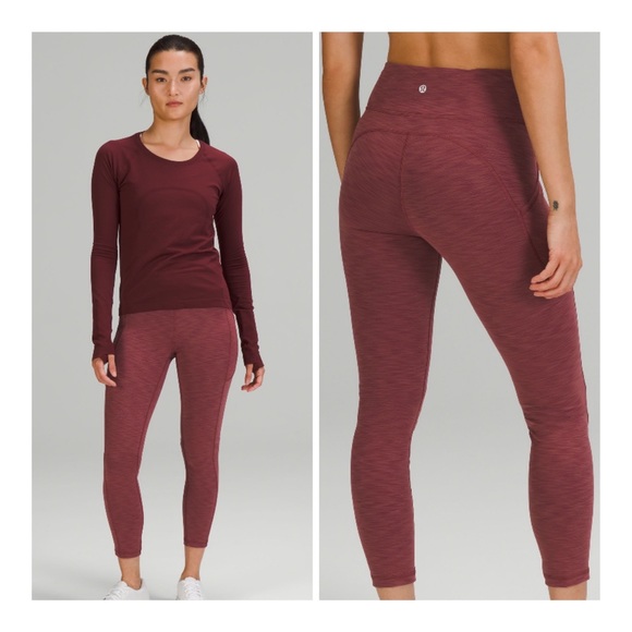 🎈Lululemon Invigorate tights 25” (7/8) Heathered Mulled Wine Red 4 - Picture 2 of 14
